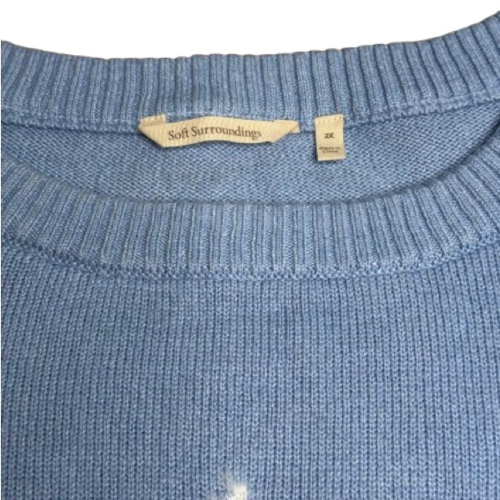Soft Surroundings Draya Blue Eyelash Snowflake Knit Crew Pullover Sweater 2x - Picture 5 of 9